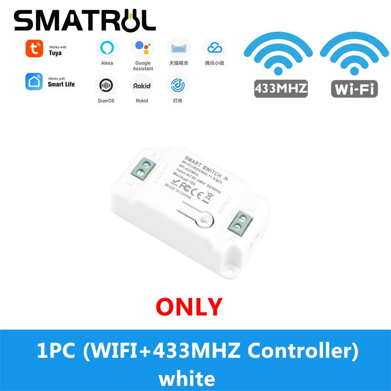 SMATRUL Tuya Smart Life Home APP WiFi + RF 433Mhz interruptor luz pared relé temporizador módulo voz Google Home Alexa 110V 220V 10A lámpara