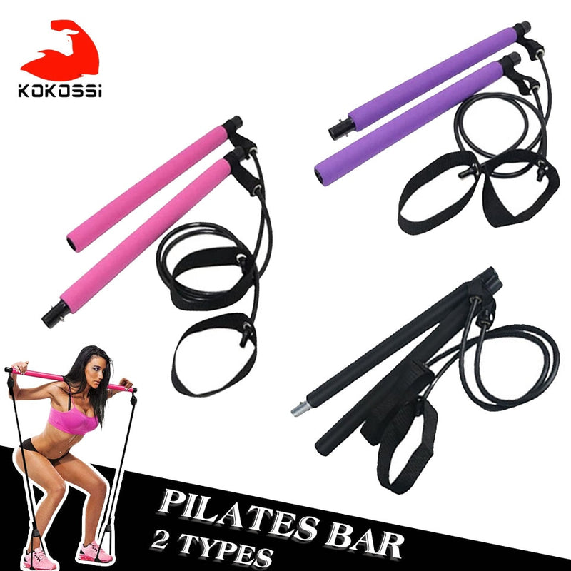 Neues Fitness-Sport-Pilates-Bar-Kit Gym Workout Stick Pilates-Übungs-Bar-Kit mit Widerstandsband Bodybuilding Puller Yoga-Seil