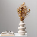 Nordic Circular Hollow Ceramic Vase Pampas Grass Donuts Flower Pot Home Decoration Accessories Office Living Room Interior Decor