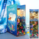 Cutebee DIY Book Nook Miniatures Shelf Insert Bookend Dollhouse Model Roombox Building Kit Wooden Bookshelf Toys Gifts 3D House