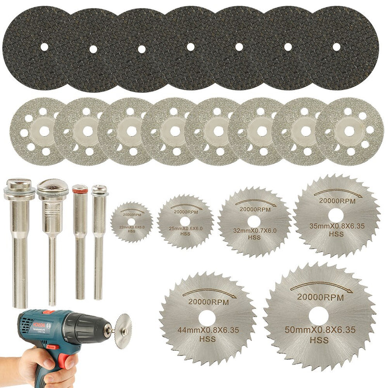 32/63pcs Cutting Tool Saw Blades for Dremel Metal Cutter Power Tools Rotary Tool Wood Cutting Discs Drill Mandrel Cutoff