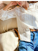 Jastie 2022 Spring Summer Blouse Shirts Women Long Sleeve Boho White Loose Blouses Shirt Women&