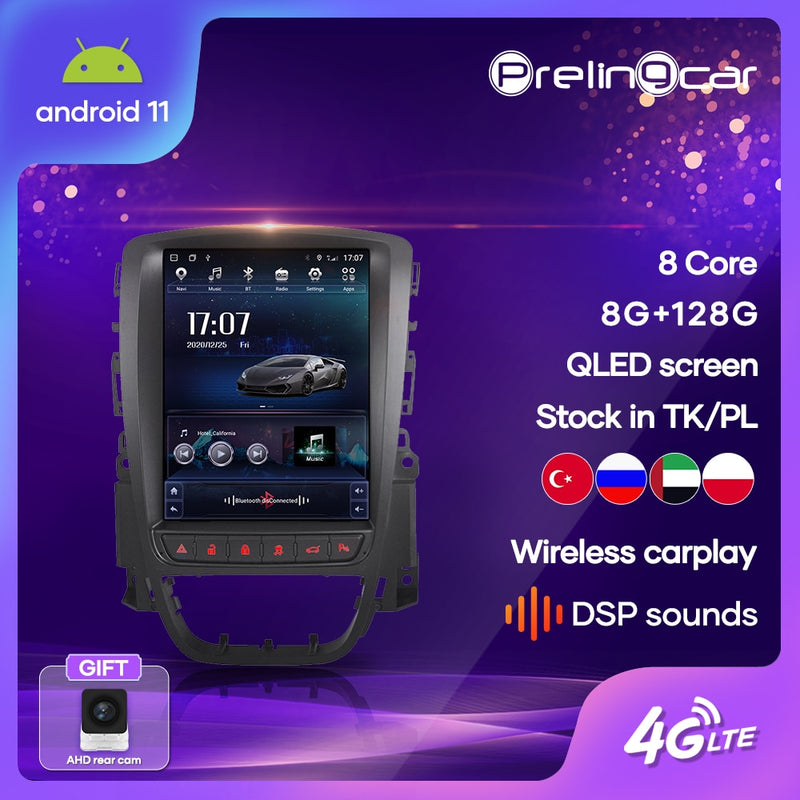 Radio de coche Android 11,0 para Opel Astra J Vauxhall Buick Verano 2009-2015 reproductor de vídeo Multimedia 2Din 4G WIFI Carplay unidad principal