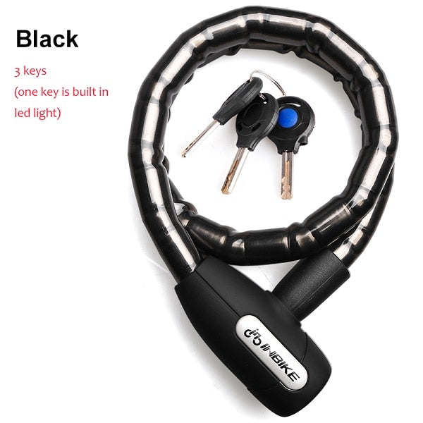 INBIKE Bicycle Lock Anti-theft Cable Lock 0.85m Waterproof Cycling Motorcycle Cycle MTB Bike Lock with Illuminated Key CB106