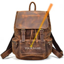 Vintage Crazy Horse Leather Men Backpack Unisex Cow Leather 14" Laptop Rucksack Women Thick Real Leather School Bag Casual Bag