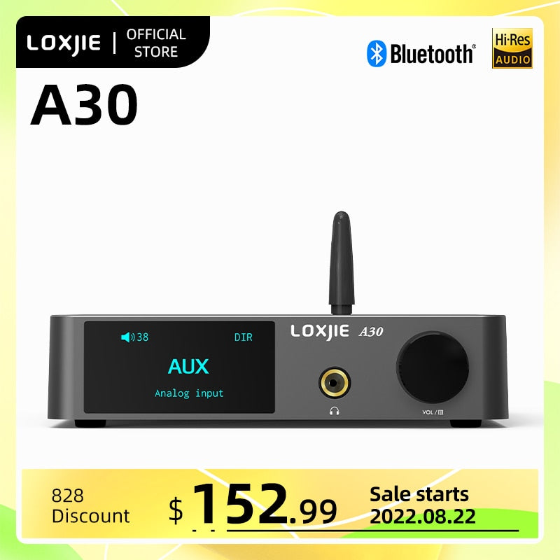 Amplificador de potencia de Audio estéreo de escritorio LOXJIE A30 y amplificador de auriculares compatible con APTX Bluetooth 5,0 ESS DAC Chip con Control remoto