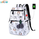 Mochilas escolares OKKID para niñas, mochila para ordenador portátil, mochila usb, mochilas para niños, mochila escolar con bonito gato para niñas, mochila