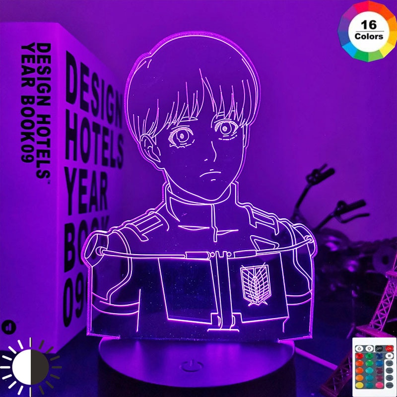 Luz Led de Anime Attack on Titan Armin Arlert para decoración de dormitorio, luz nocturna, regalo de cumpleaños para niños, lámpara 3d de Manga Shingeki No Kyojin