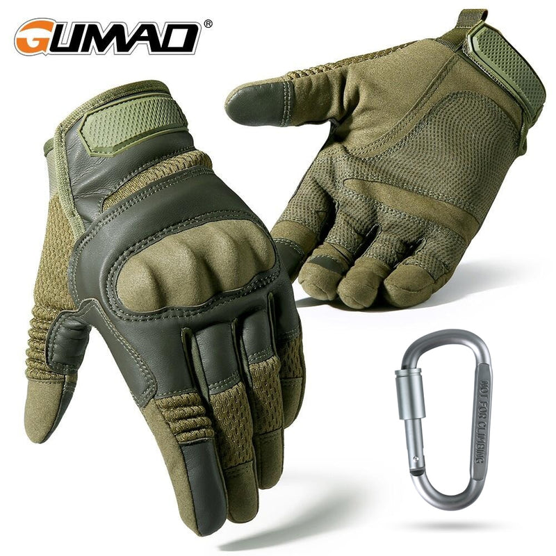 Guantes tácticos de cuero PU pantalla táctil carcasa dura guante de dedo completo ejército militar combate Airsoft conducción bicicleta mitones hombres