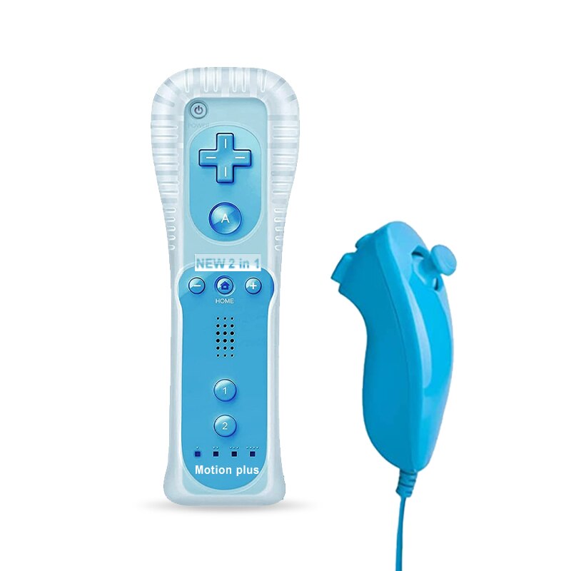 2 in 1 Wireless Remote Controller für Nunchuk Nintendo Wii Integriertes Motion Plus Gamepad mit Bewegungssensor aus Silikonhülle