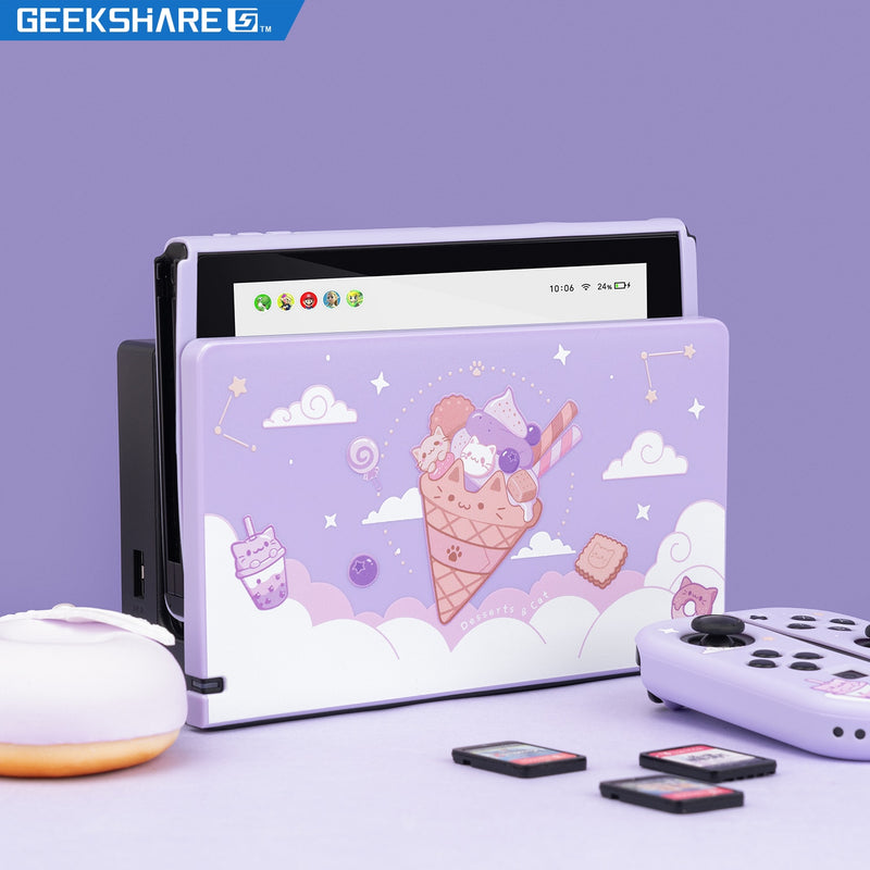 GeekShare funda para Nintendo Switch base de carga Kawaii algodón helado gato cubierta completa NS consola de juegos Base Shell 2022 nuevo lindo