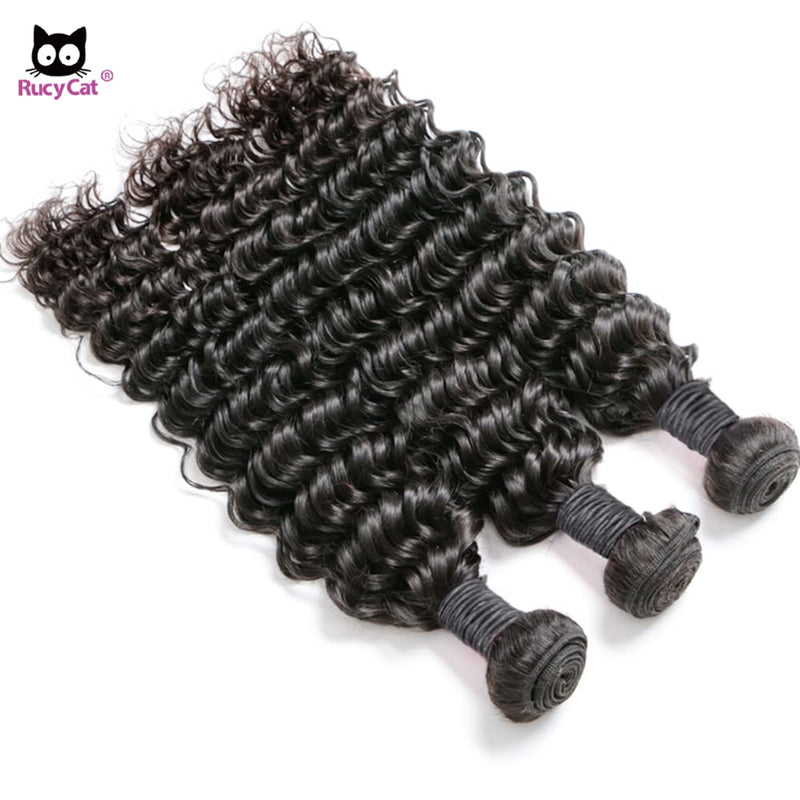 RucyCat Deep Wave Bundles 28 30 Zoll 100% Echthaarbündel Brasilianisches Weben Deep Wave Hair Extensions Echthaarbündel