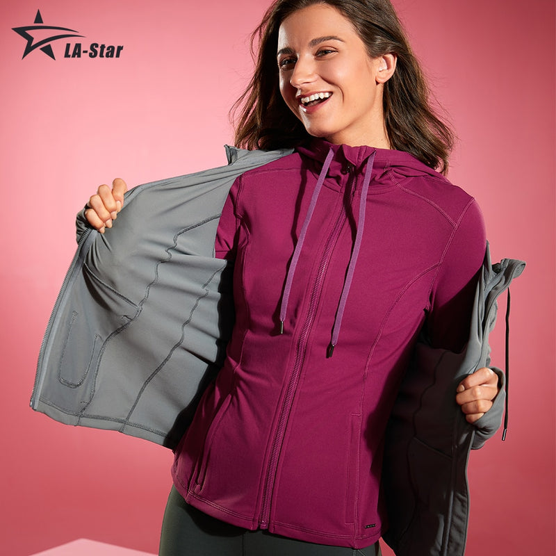 Ropa deportiva Chaqueta deportiva para mujer Chaqueta con capucha y cremallera completa cepillada mate para mujer Abrigos Ropa de abrigo Chaquetas deportivas con capucha para entrenamiento Bolsillos