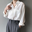 Loose White Shirts for Women Top Turn-down Collar Solid Female Shirts Casual Office Ladies Tops 2022 Spring Summer Blouses 11354