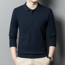 6% Wool 2022 High Quality Designer New Fashion Brand Solid Color Casual Japanese Polo Shirt Men Long Sleeve Tops Mens Clothing