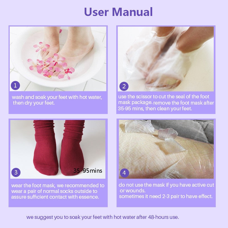 Fußpeeling-Fußmasken Pediküre-Socken Peeling für die Fußmaske Entfernen Sie abgestorbene Haut Fersen Fußpeeling-Maske für das Fußbad