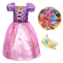 Girls Rapunzel Dress Kids Summer Tangled Fancy Princess Costume Children Disguise Birthday Carnival Halloween Party Clothes 2-8T