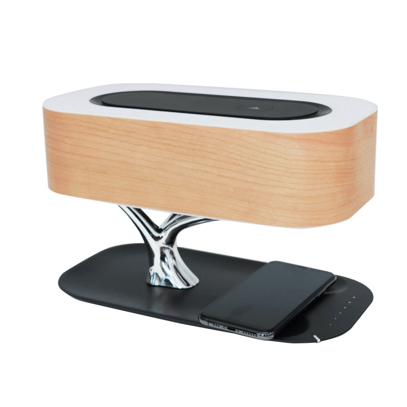 Decor Tree Light Table Lamp Music Bluetooth Speaker Bed Lamp WiFi Speaker Led Light Mobile Phone QI Wireless Charging for Home
