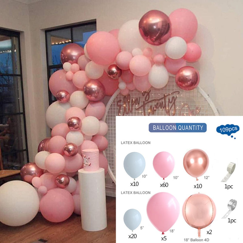 Hot Pink Ballon Girlande Arch Kit Schmetterling Aufkleber Chrome Rose Gold Latexballons für Geburtstag Hochzeit Baby Shower Dekoration