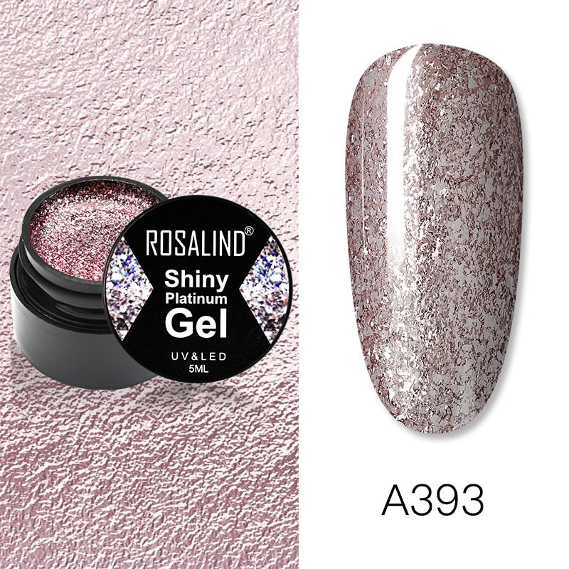 ROSALIND Gel-Nagellack-Set Shiny Platinum Nails Art für die Maniküre Nail Gel Lak UV-Farben Top Base Coat Primer Hybrid-Lacke