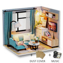 Diy Dollhouse Wooden Miniatures Doll House Furniture LED Lights House Building Kit Toys for Children Birthday Gifts