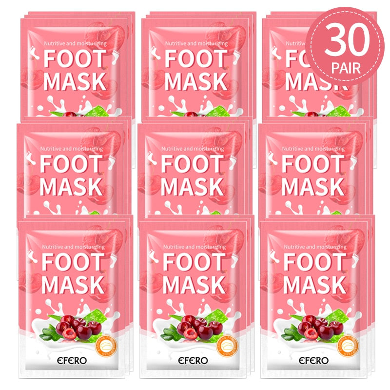 EFERO 30Pair Exfoliating Foot Masks Pedicure Socks Exfoliation for Feet Mask Peel Dead Skin Remover Calluses Whitening Foot Mask