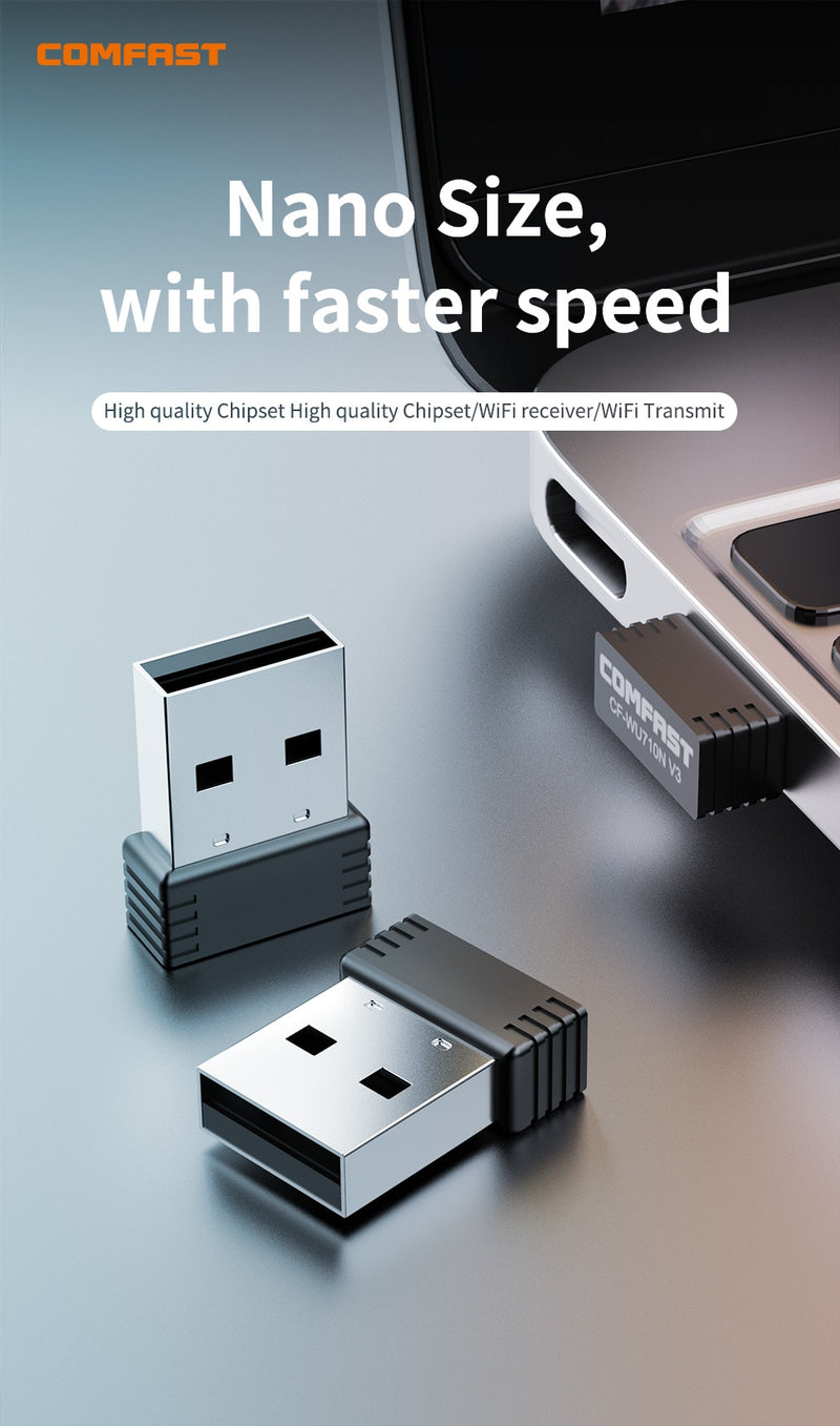 Mini-USB-WLAN-Adapter 802.11b/g/n-Antenne 150 Mbit/s USB-Wireless-Empfänger-Dongle Netzwerkkarte Laptop PC LAN WLAN-Emitter