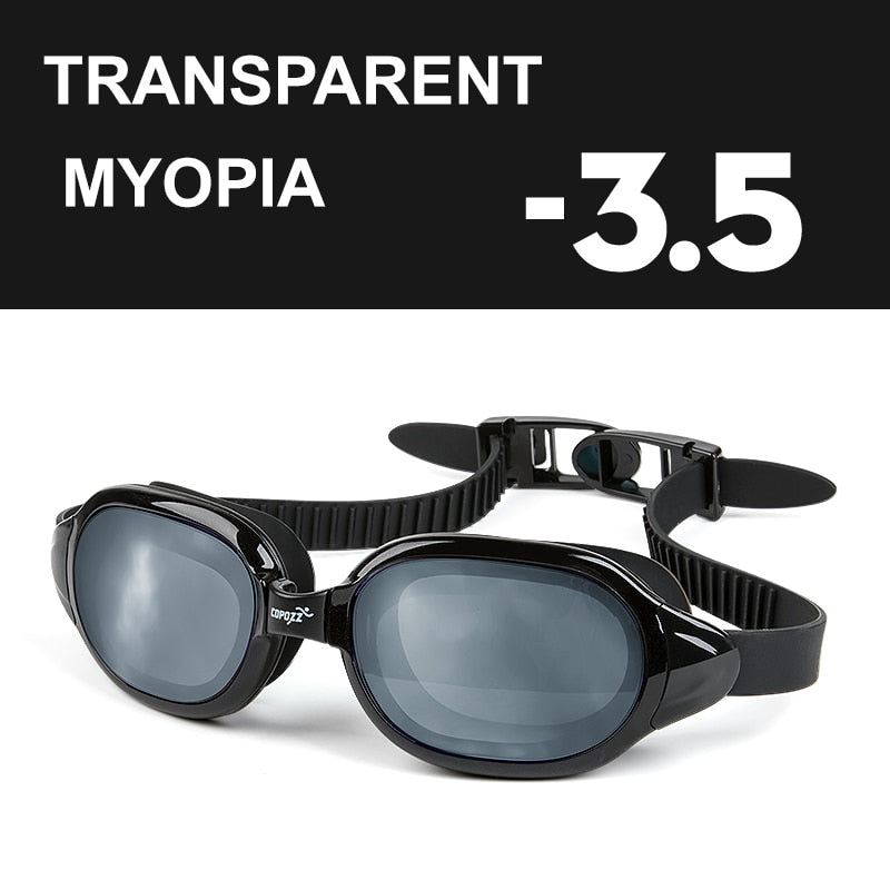 COPOZZ Gafas de natación Miopía 0 -1.5 a -7 Hombres Mujeres Anti niebla Protección UV Gafas de natación impermeables Dioptrías Gafas de natación