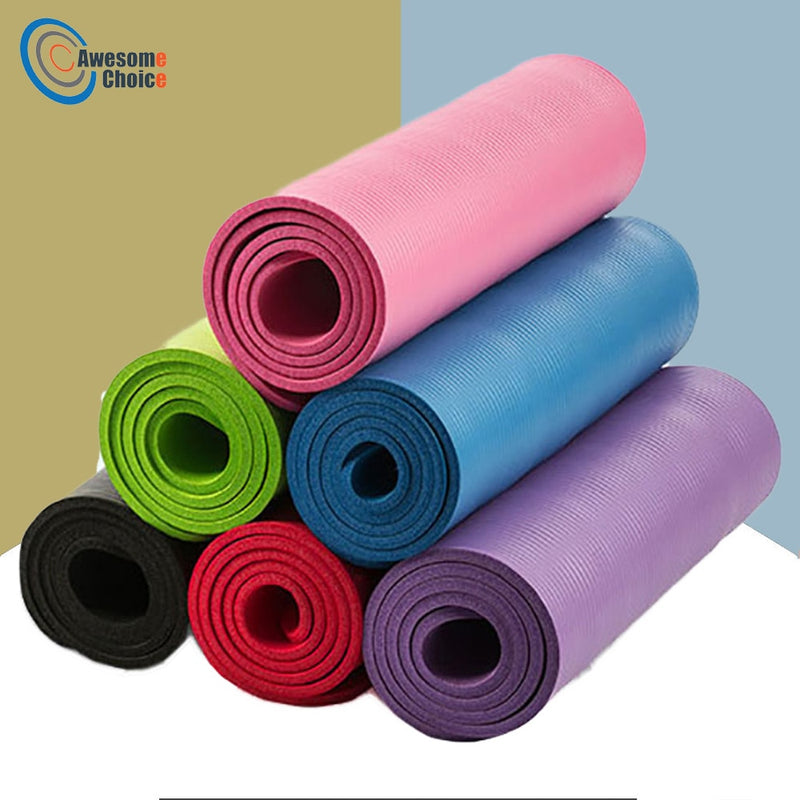 Quality 10mm NBR Yoga Mat with Free Carry Rope 183*61cm Non-slip Thick Pad Fitness Pilates Mat for Outdoor Gym Exercise Fitness