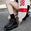 2020 Punk Style Women Sneakers Lace-up 6CM Platform Shoes Woman Creepers Female Casual Flats Metal Decor Tenis Feminino