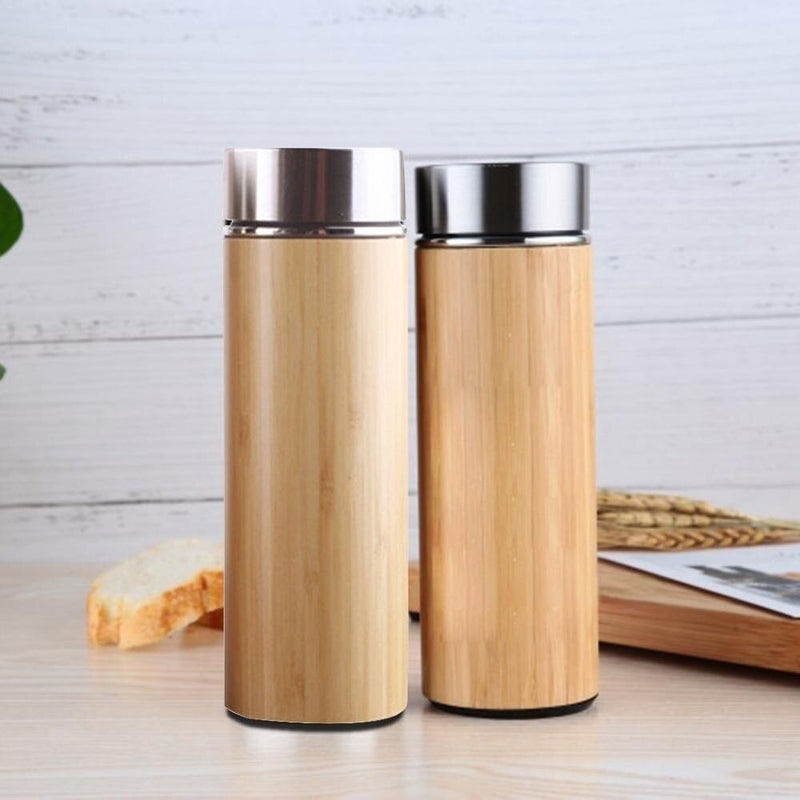 Natural Bamboo Thermos Cup Stainless Steel Bottle Vacuum Flasks Thermoses 12hours Tea Cup