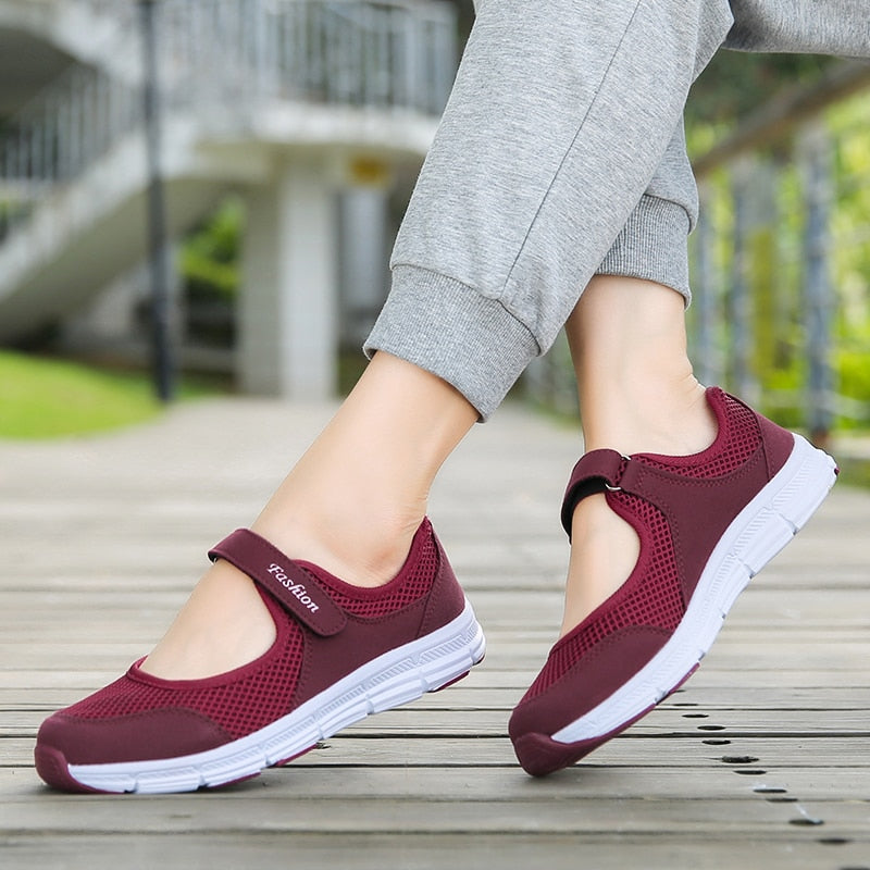 Zapatos planos de malla ultraligera para mujer, zapatos casuales Mary Jane poco profundos, zapatos cómodos para caminar, zapatillas de tenis para mujer de talla grande