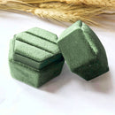 Hexagonal Velvet Ring Box Customized Single / Double Slot Wedding Engagement Ring Box Velvet Ring Storage Box Elegant Retro