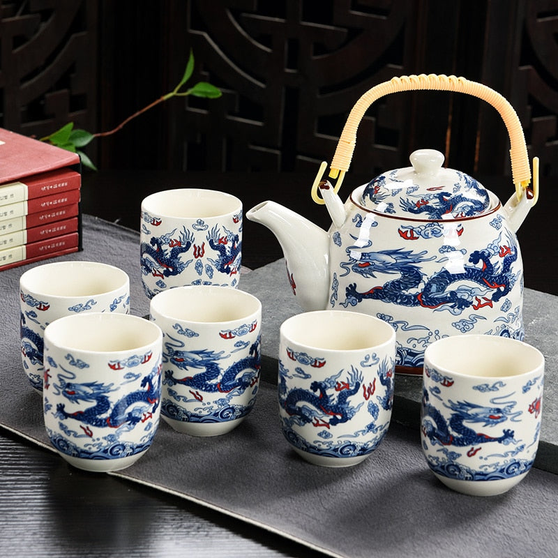 Hot Sale Yixing Ceramic Tea Set Tea Tray Outdoor Camping Mountaineering TeaSet Chinese Tea Ceremony NLSLASI tea pot and cup set