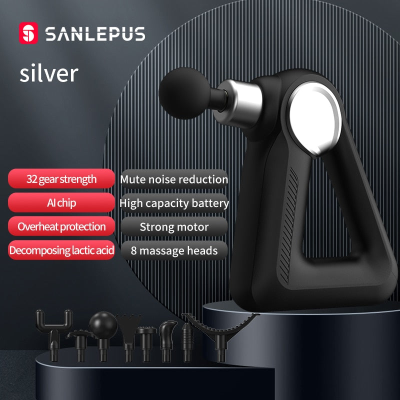 Pistola de masaje SANLEPUS, pantalla LCD, 32 niveles, masajeador eléctrico de tejido profundo, percusión muscular, cuello, cuerpo, espalda, relajación, alivio del dolor