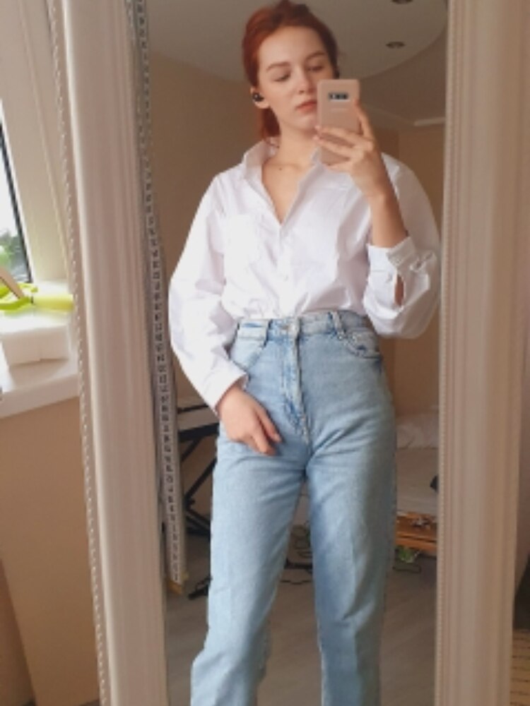 Spring Autumn Women Shirts Cotton White Blouse Femme Long Sleeve Loose Oversized Blouses Female Tops Casual Blusas 11456
