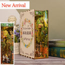 Cutebee DIY Book Nook Miniatures Shelf Insert Bookend Dollhouse Model Roombox Building Kit Wooden Bookshelf Toys Gifts 3D House