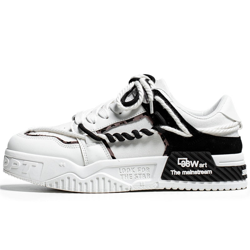 Men's Shoes Lightweight Breathable Casual Sports Shoes Men's Trend Versatile Flat Bottom Shoes Thick Sole White Shoes for Men