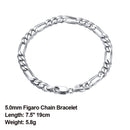 ORSA JEWELS Trendy Men Woman Figaro Chain Necklace 3.3/5/7mm Diamond-Cut Figaro Chain 925 Silver Jewelry Party Gift OSC34