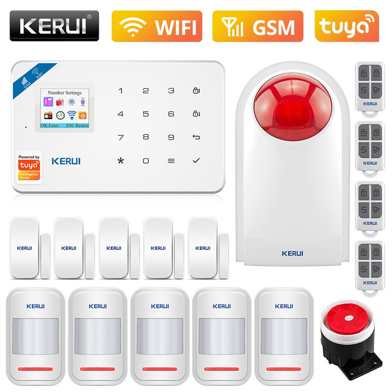 KERUI W181 WIFI GSM Home Security Tuya Smart Alarm System APP-Steuerung Drahtloser Türsensor PIR-Bewegungsmelder Einbruchalarm-Kit