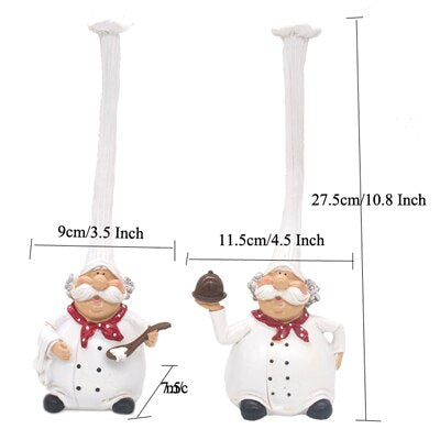 ERMAKOVA 2 Pcs/Set Resin Chef Figurine Cake Bakery Chef Cook Statue Cooking Chef Figurine Home Kitchen Restaurant Bar Cafe Decor