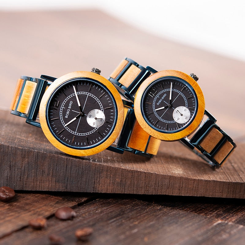 BOBO BIRD, relojes de madera para amantes, conjunto de marca superior de lujo, elegante reloj para mujer, grandes regalos para hombres, reloj Masculino