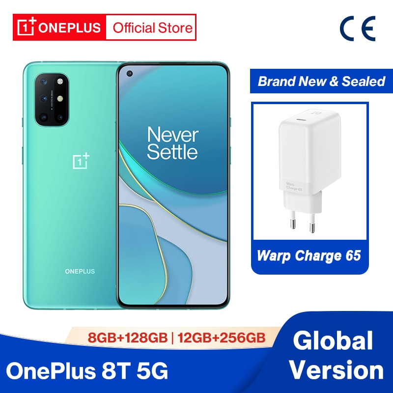 Global Version OnePlus 8T OnePlus Official Store 8GB 128GB Snapdragon 865 5G Smartphone 120Hz AMOLED Fluid Screen 48MP Quad 65W