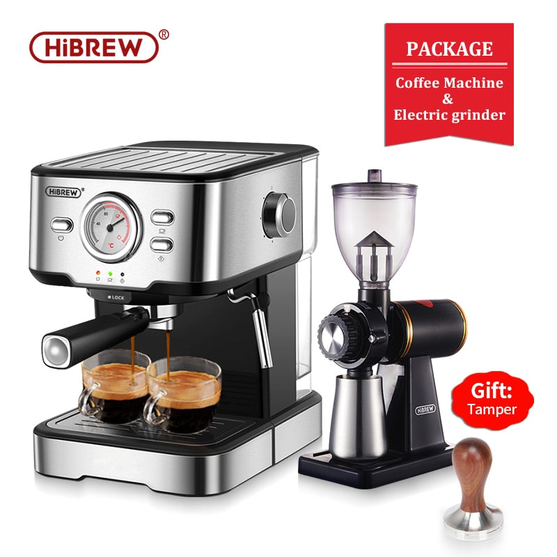 HiBREW Kaffeemaschine Cafetera 20 Bar Espresso inox Halbautomat Espresso Cappuccino Heißwasser Dampf Temperaturanzeige H5