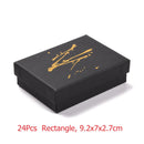 Caja organizadora de joyas cuadrada/rectangular para pendientes, collar, pulsera, caja de regalo, caja de regalo, embalaje, cajas de cartón, negro