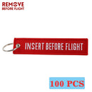 REMOVE BEFORE FLIGHT Wholesale Keychain for Motorcycles and Cars Key Chains Jewelry 100 PCS Aviation Gifts Embroidery Key Chain
