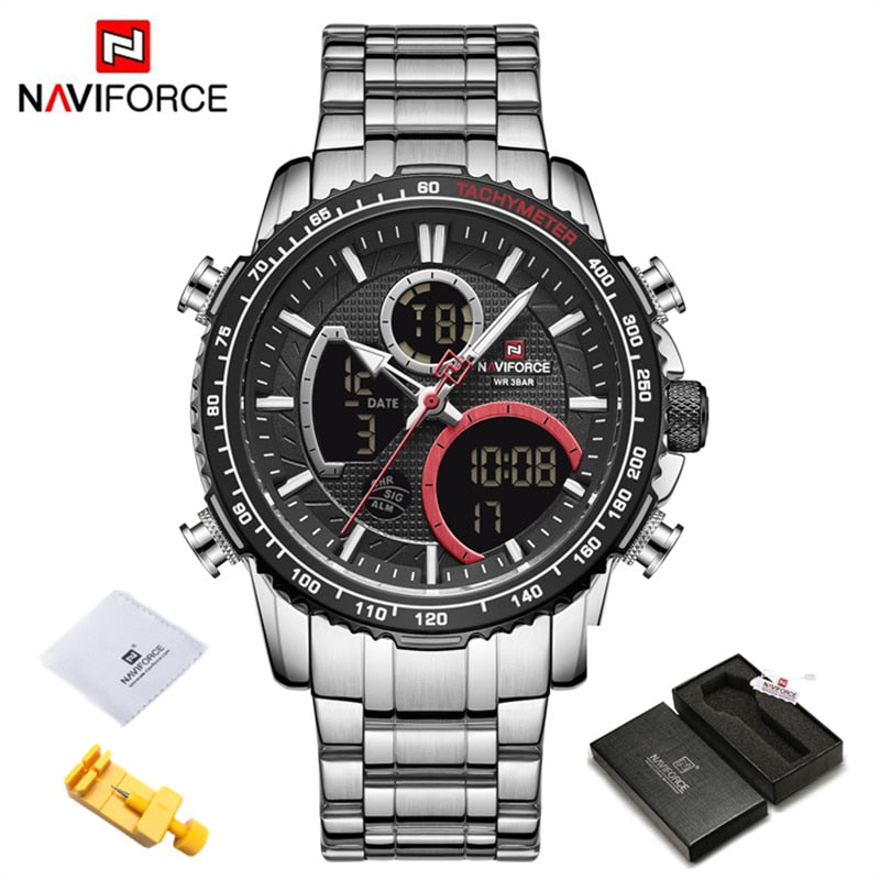 NAVIFORCE Fashion Men Watch Luxury Brand Sport Watch For Men Chronograph Quartz Wristwatch Military Waterproof Steel Band Clock