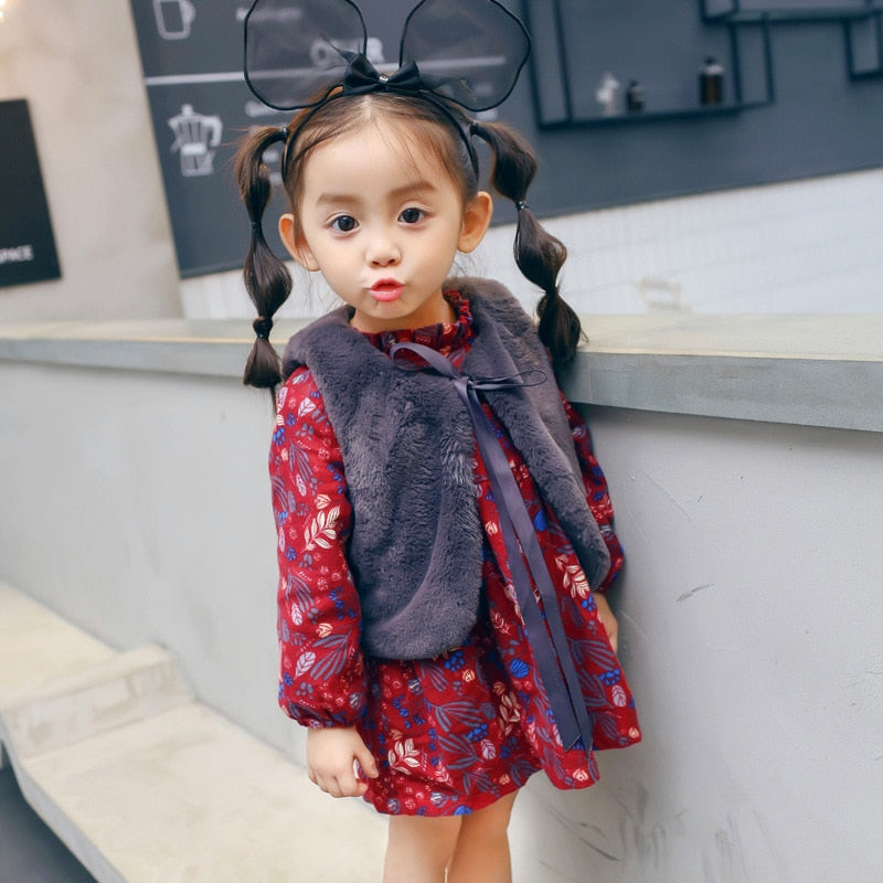 Humor Bear Fall Winter Wear Baby Girls Princess Dress Velvet long-sleeve dress Party Dresses Baby Clothes Baby Clothing