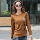 shintimes Print T-Shirt Baumwoll-T-Shirt Damen Koreanische Kleidung 2022 Herbst T-Shirts Damen Langarm Frauen Oberteile T-Shirt Femme