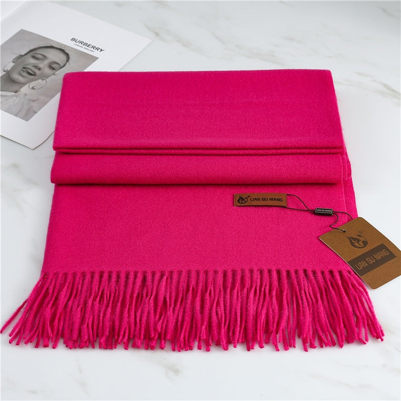 2022 Winter Cashmere Scarf Women Thick Warm Pashmina Shawls Wraps Solid Color Tassel Lady Blanket Echarpe Bufanda Hijab